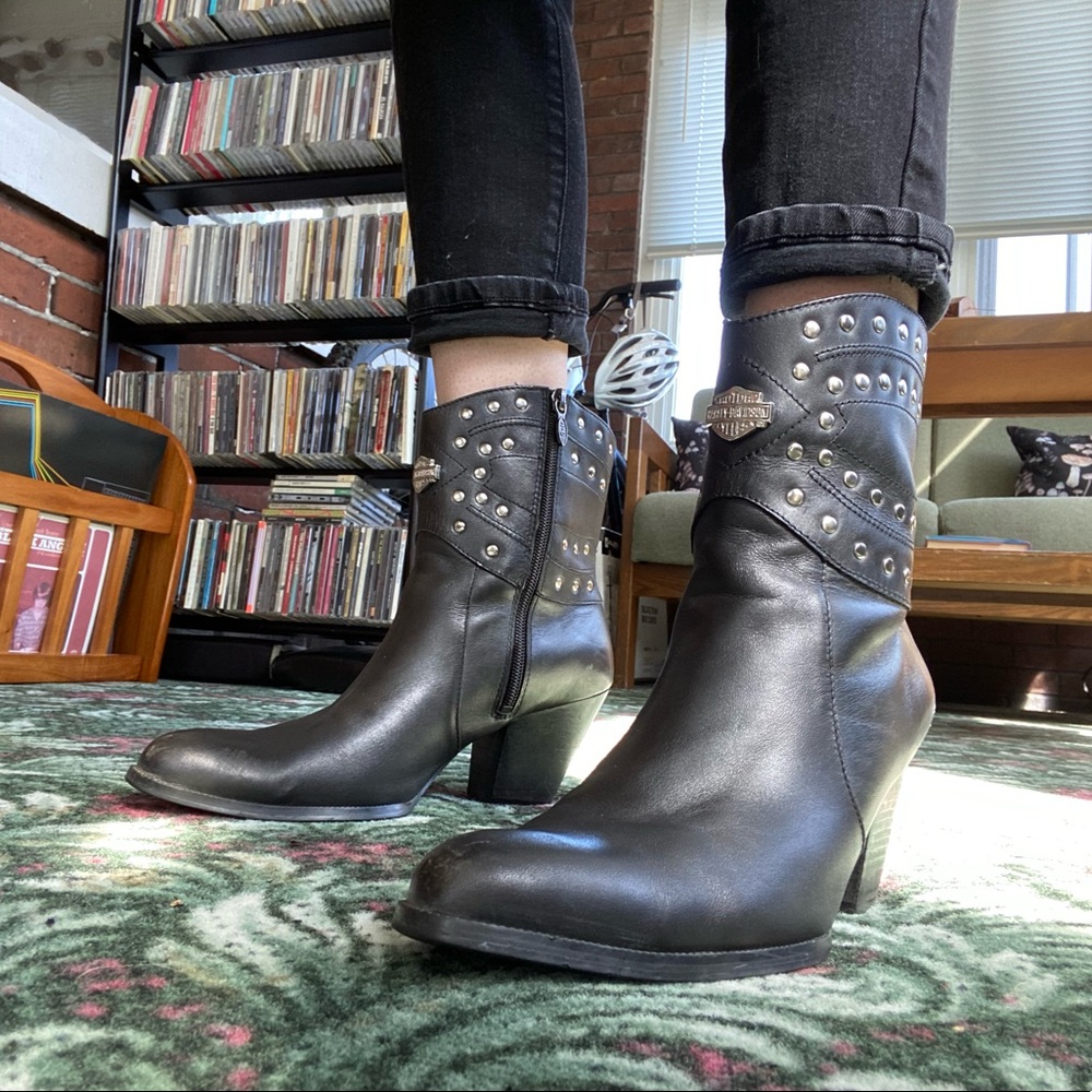 Vintage Harley Davidson Studded Leather Ankle Boot